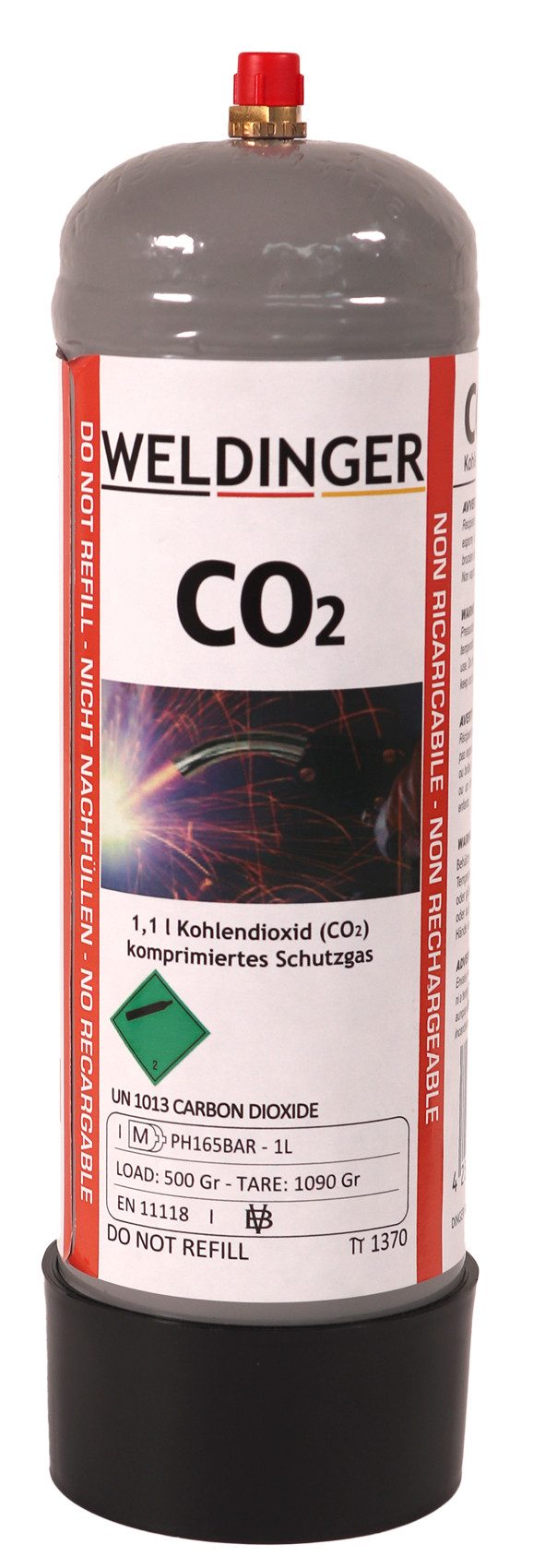 WELDINGER Gas Schutzgas Einwegflasche CO² 1 Liter Kohlendioxid MAG-Schweißen, MAG-Schweißen