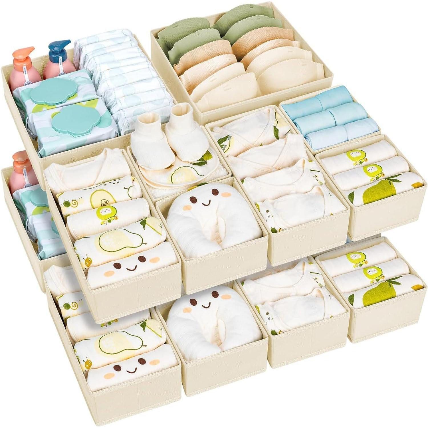 LuxusKollektion Schubladeneinsatz Schubladen Organizer Set für Kleiderschrank - Stoff Aufbewahrungsboxen