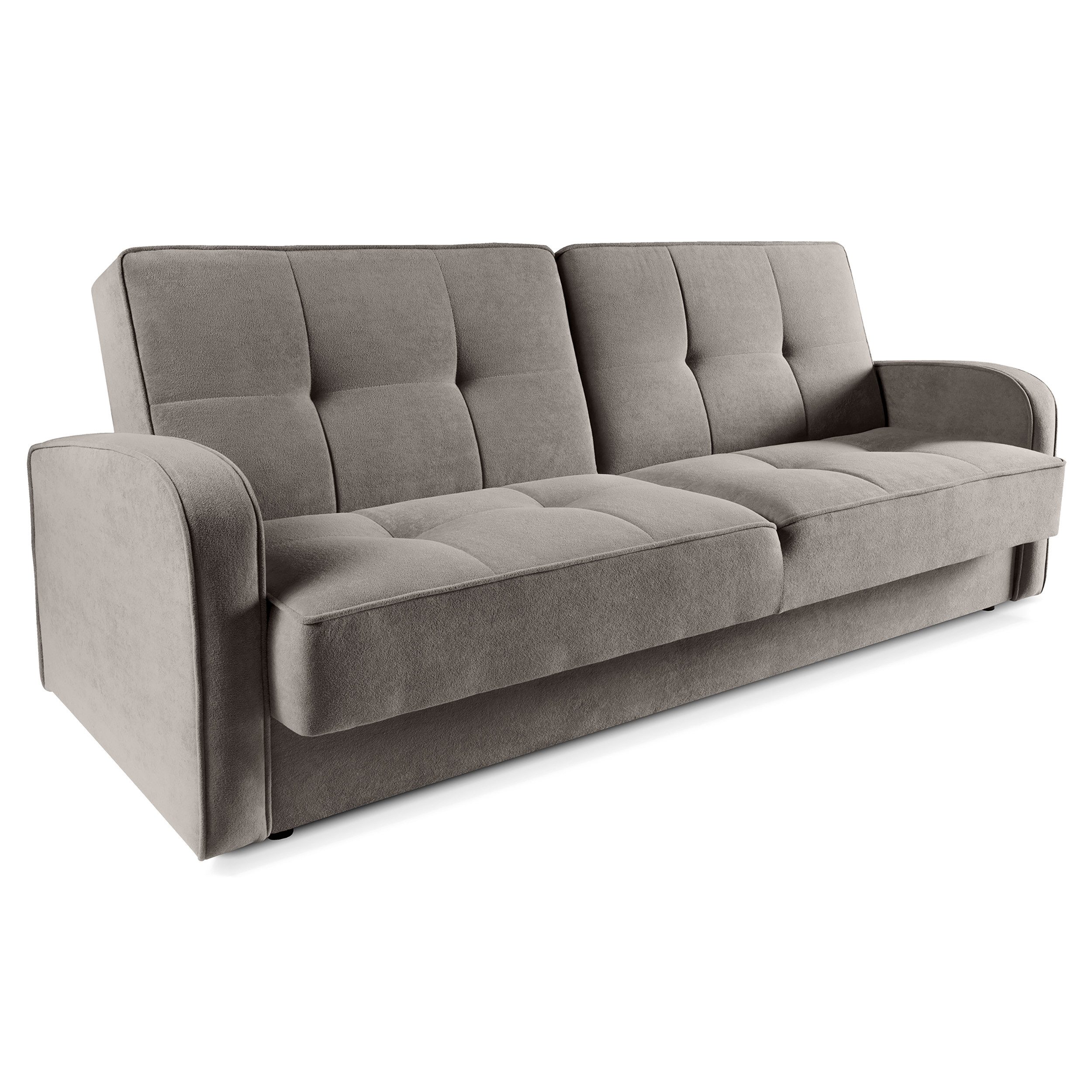 Beautysofa Schlafsofa PAVO 3-Sitzer mit Armlehnen, mit Bettfunktion und Bettkasen
