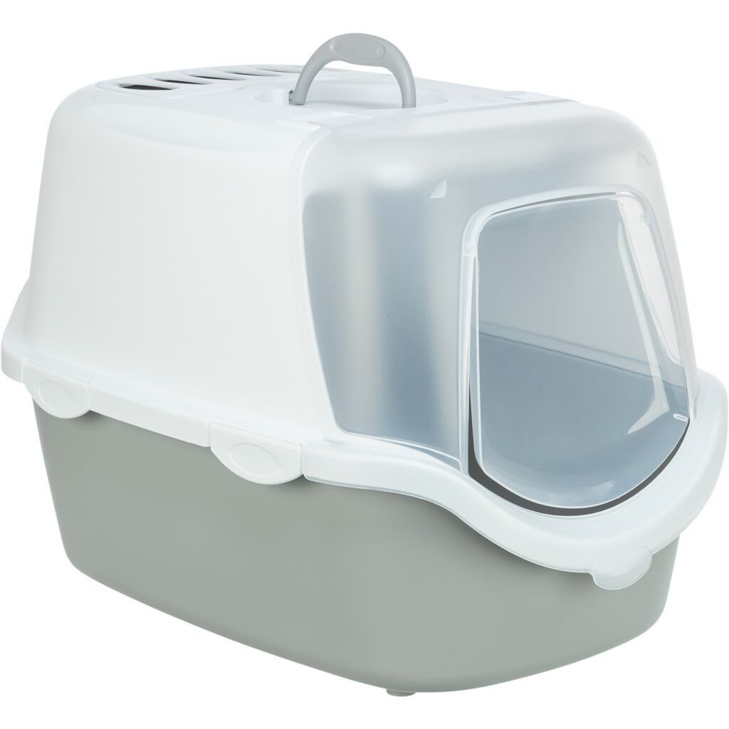TRIXIE Katzentoilette Katzentoilette Vico Open Top, mit Haube - hellgrau/weiß - 40 × 40 × 56