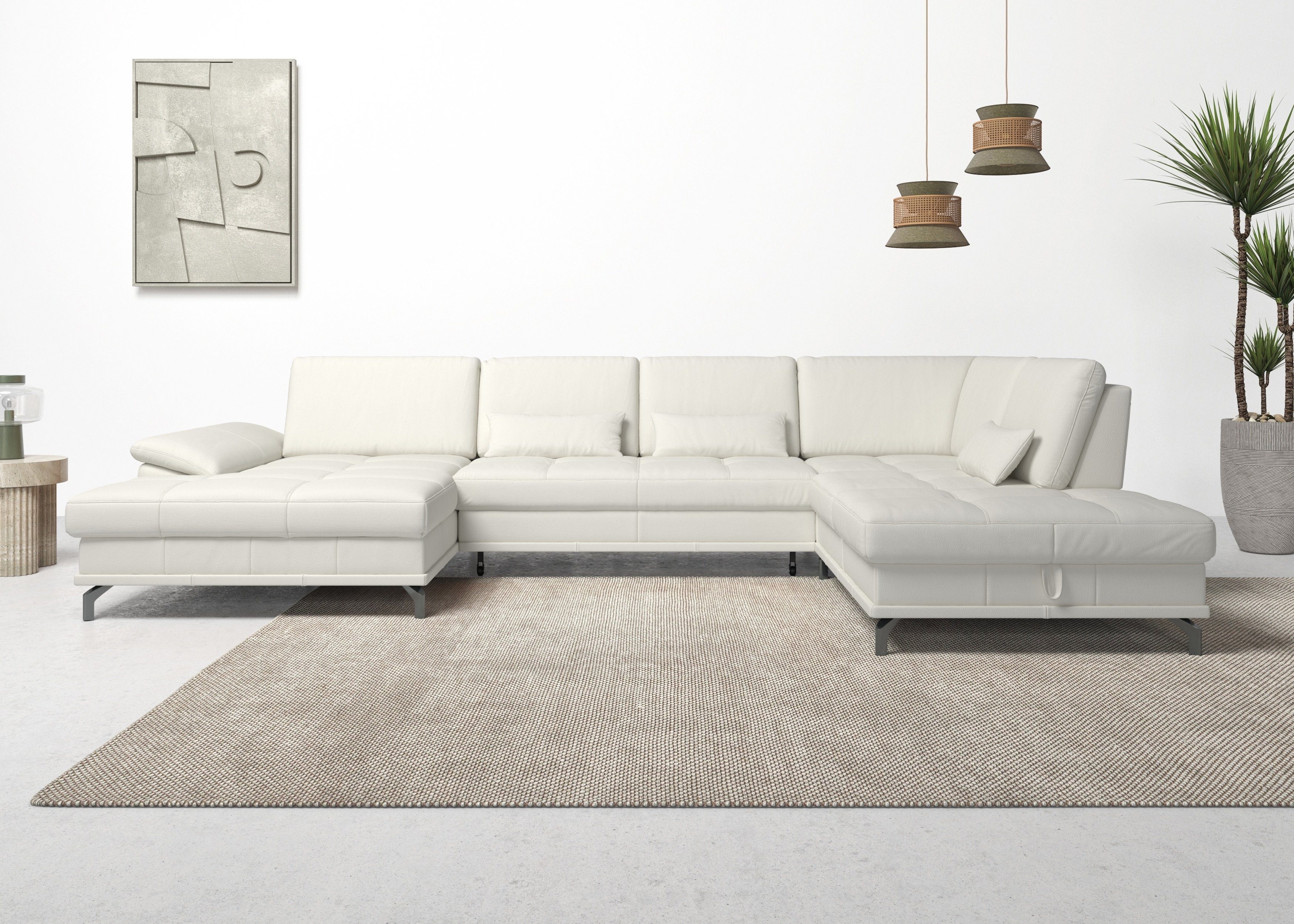 OTTO home Wohnlandschaft Costello U-Form, B: 363 cm mit Sitztiefen-, Armteilverstellung &, 3 Nierenkissen, optional Bettfunktion & Bettkasten