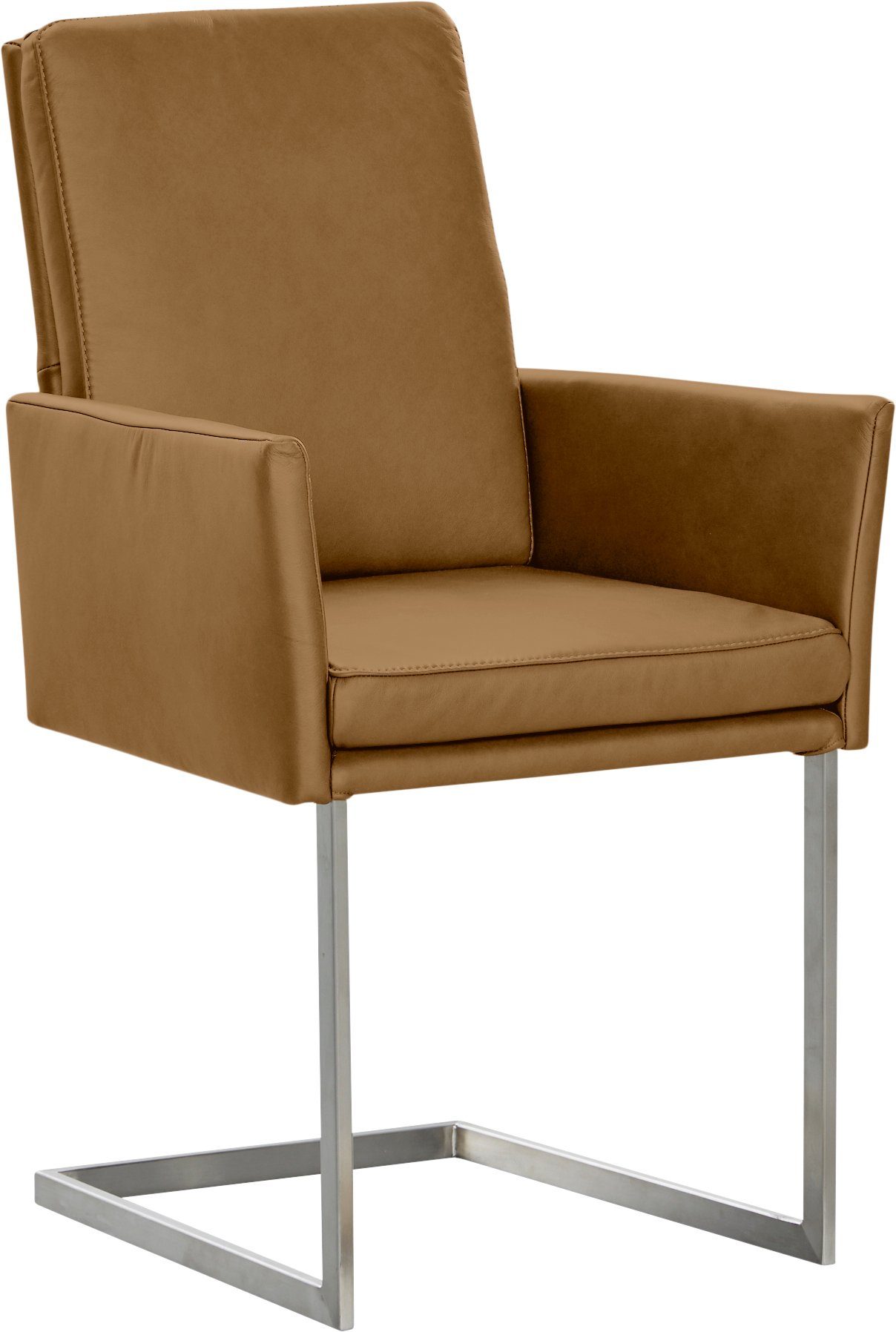 K+W Komfort & Wohnen Armlehnstuhl, stabiles schwarz in Edelstahloptik Hochkantrohr, Untergestell oder