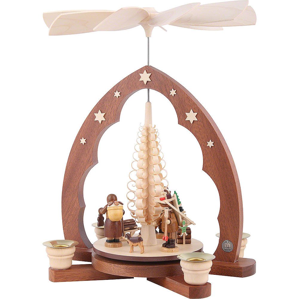Müller Kleinkunst GmbH Seiffen Weihnachtspyramide 1-stöckige Pyramide Erzgebirgsfiguren (30cm) von Müller Kleinkunst