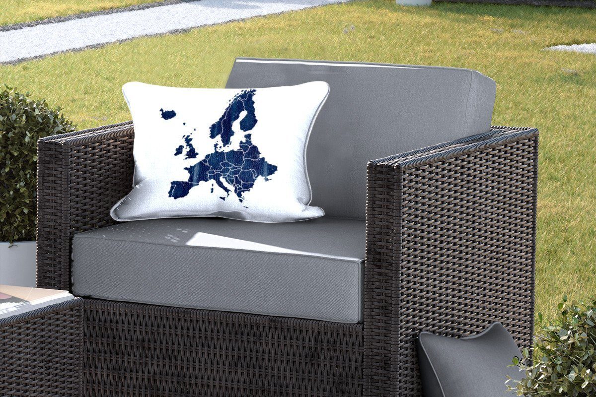 MuchoWow Dekokissen Karte von Europa Aquarellfarbe - - Dekokissenbezug, Kissenhülle Outdoor-Dekorationskissen, Blau, Polyester