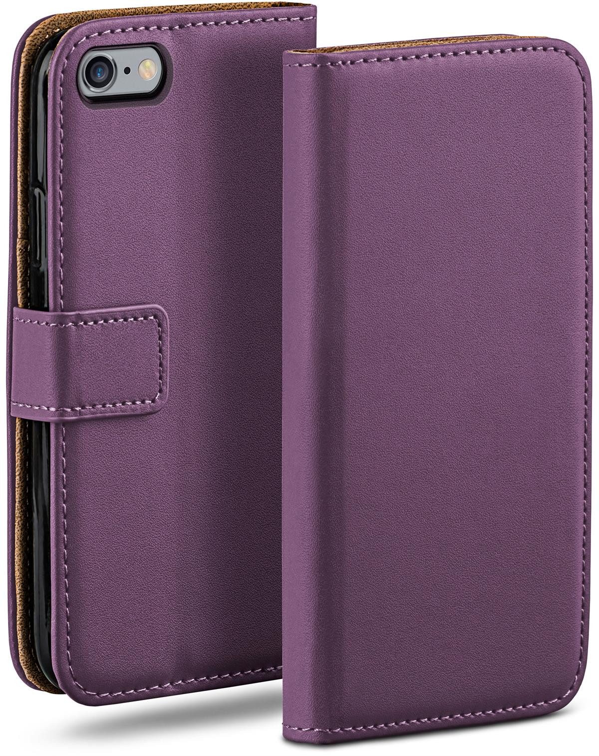 moex Handyhülle für iPhone 6s Hülle Klappbar Book Case Lila 4,7 Zoll, Klapphülle Kartenfach Flip Cover Handytasche Leder Optik Schutzhülle