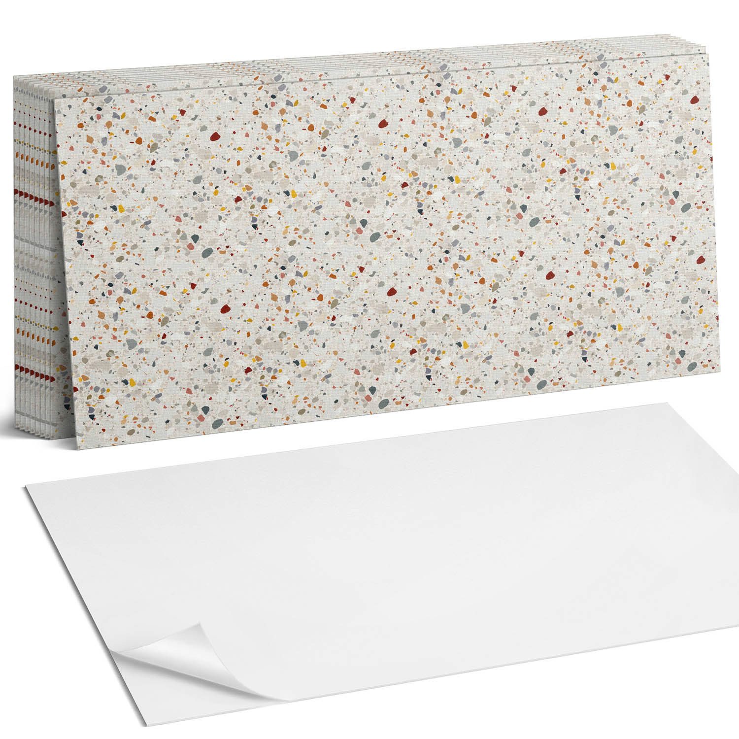 Coloray Vinylfliesen Selbstklebend für Küche, Wand und Boden im Innenbereich, Muster mit verschiedenen Formen, Beige