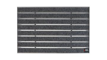 Fußmatte EMCO Eingangsmatte DIPLOMAT Large Rips hellgrau 22mm + ALU Rahmen Fußmatte Schmutzfangmatte Fußabtreter Antirutschmatte, Emco, rechteckig, Höhe: 10 mm, für den Innenbereich und überdachten Außenbereich