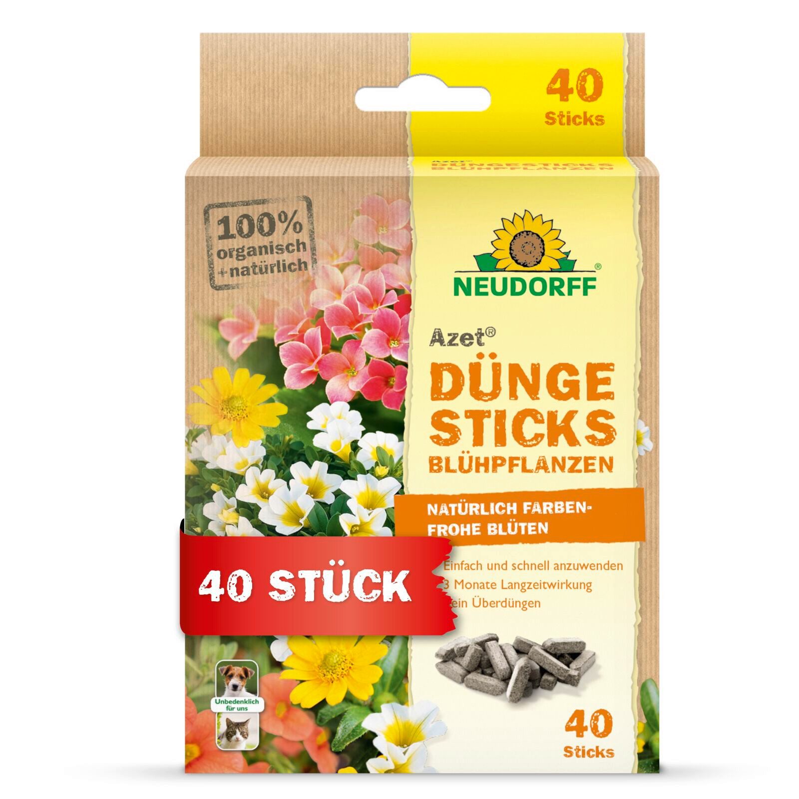 Neudorff Pflanzendünger Azet DüngeSticks für Blühpflanzen 40 Stück