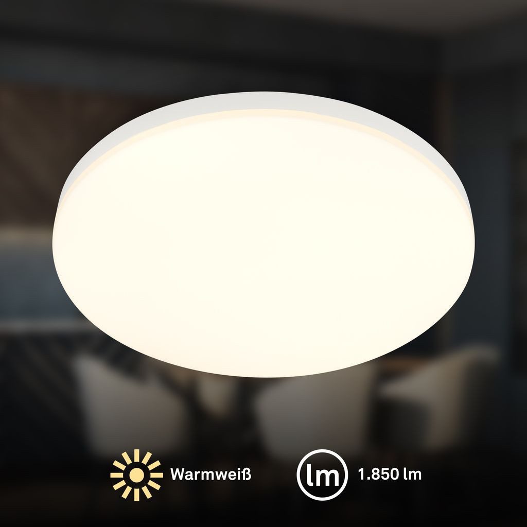 Briloner Leuchten LED Deckenleuchte LED Deckenlampe, LED fest integriert, 3000K - Warmweiß, 26x6 cm, Wohnzimmer, Schlafzimmer, Flur, Küche