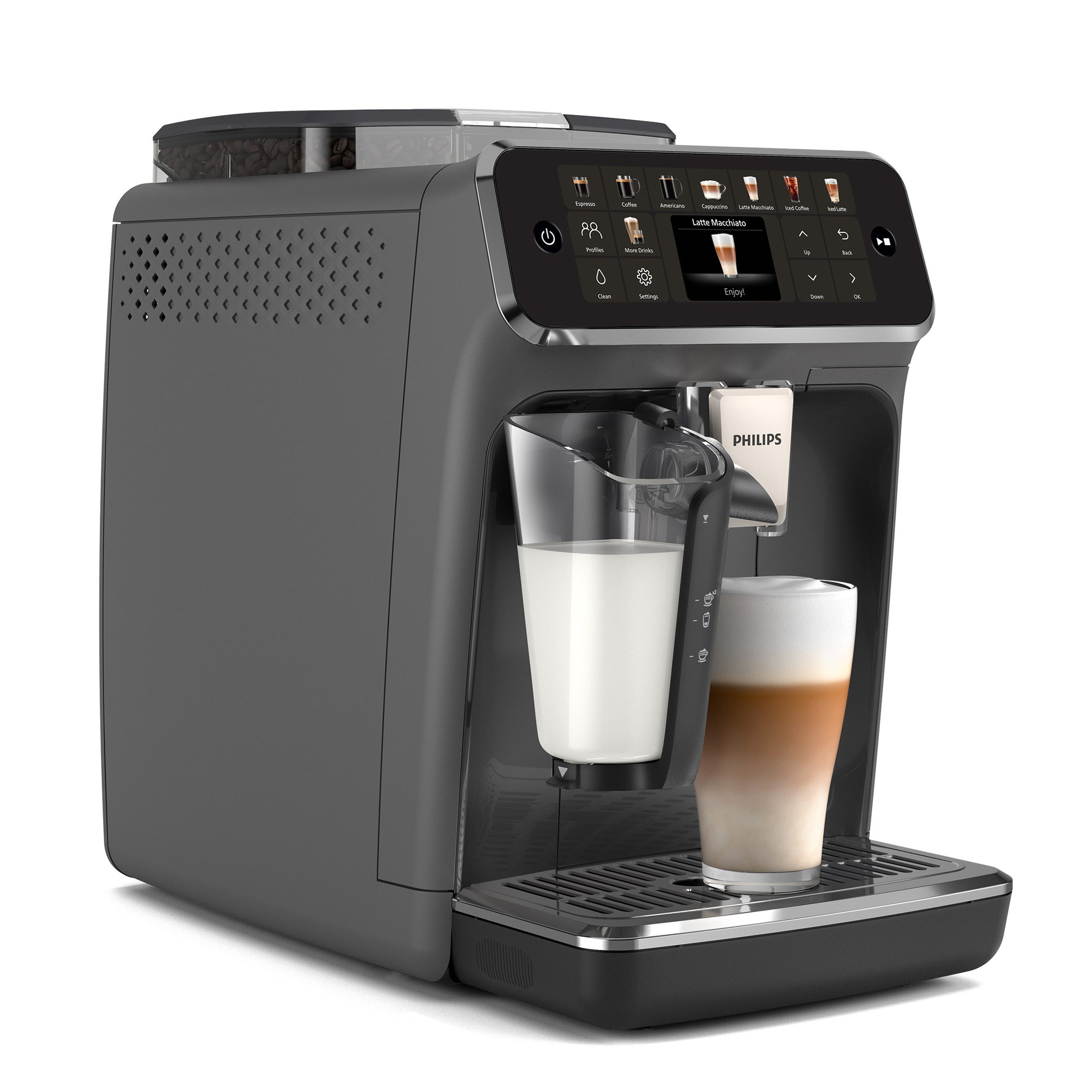 Philips Kaffeevollautomat EP5544/50 5500 Series, 20 Kaffeespezialitäten (heiß oder eisgekühlt), LatteGo-Milchsystem, SilentBrew Technologie