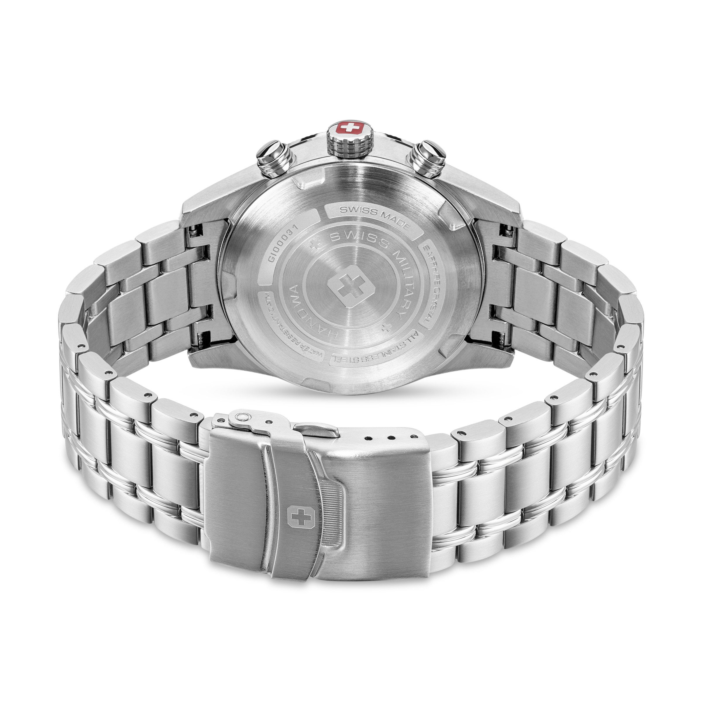Swiss Military Hanowa Chronograph Airman First Class SMWGI0003102, Quarzuhr, Armbanduhr, Herrenuhr, Swiss Made, Edelstahlarmband, analog