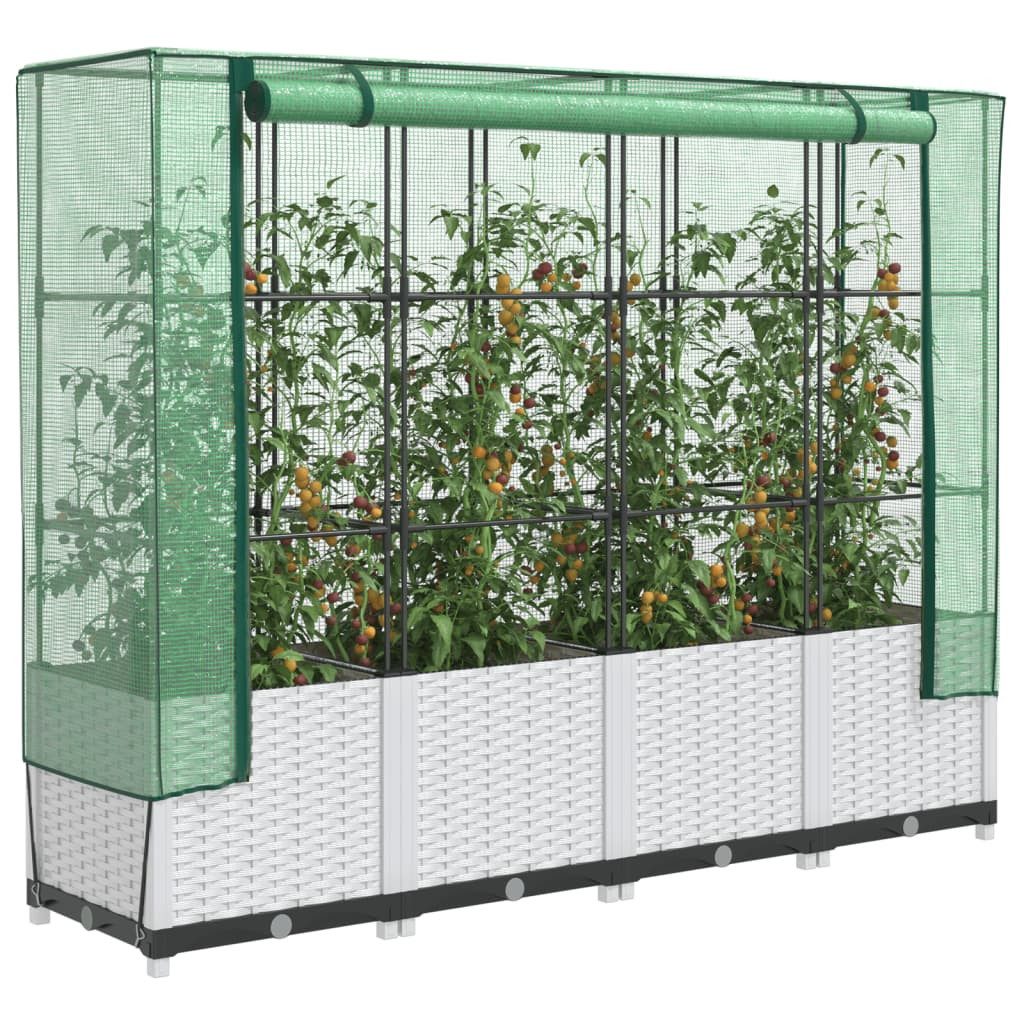 vidaXL Gewächshaus Gewächshaus Hochbeet Anzucht Gewächshaus Aufsatz Rattan-Optik Breite 1
