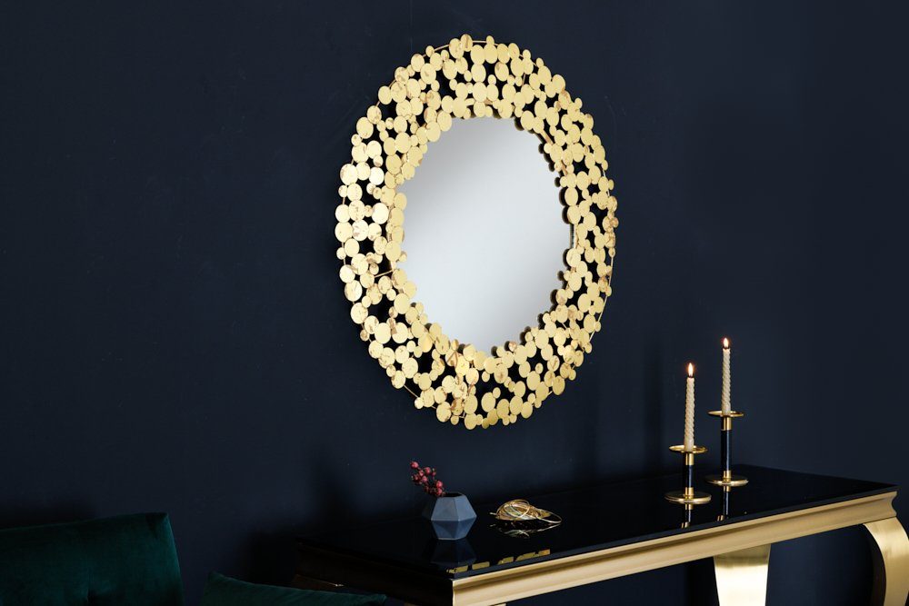 riess-ambiente Wandspiegel COINS XL 80cm antik gold (Einzelartikel, 1-St), Wohnzimmer · Metall · rund · mit Rahmen · handmade · Deko · Accessoire