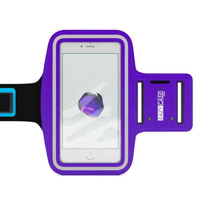 EAZY CASE Handyhülle Universal Sportarmband für Smartphones bis 5,5 Zoll, Laufarmband Handyhülle mit Schlüsselfach Armhülle Fitnessarmband Lila