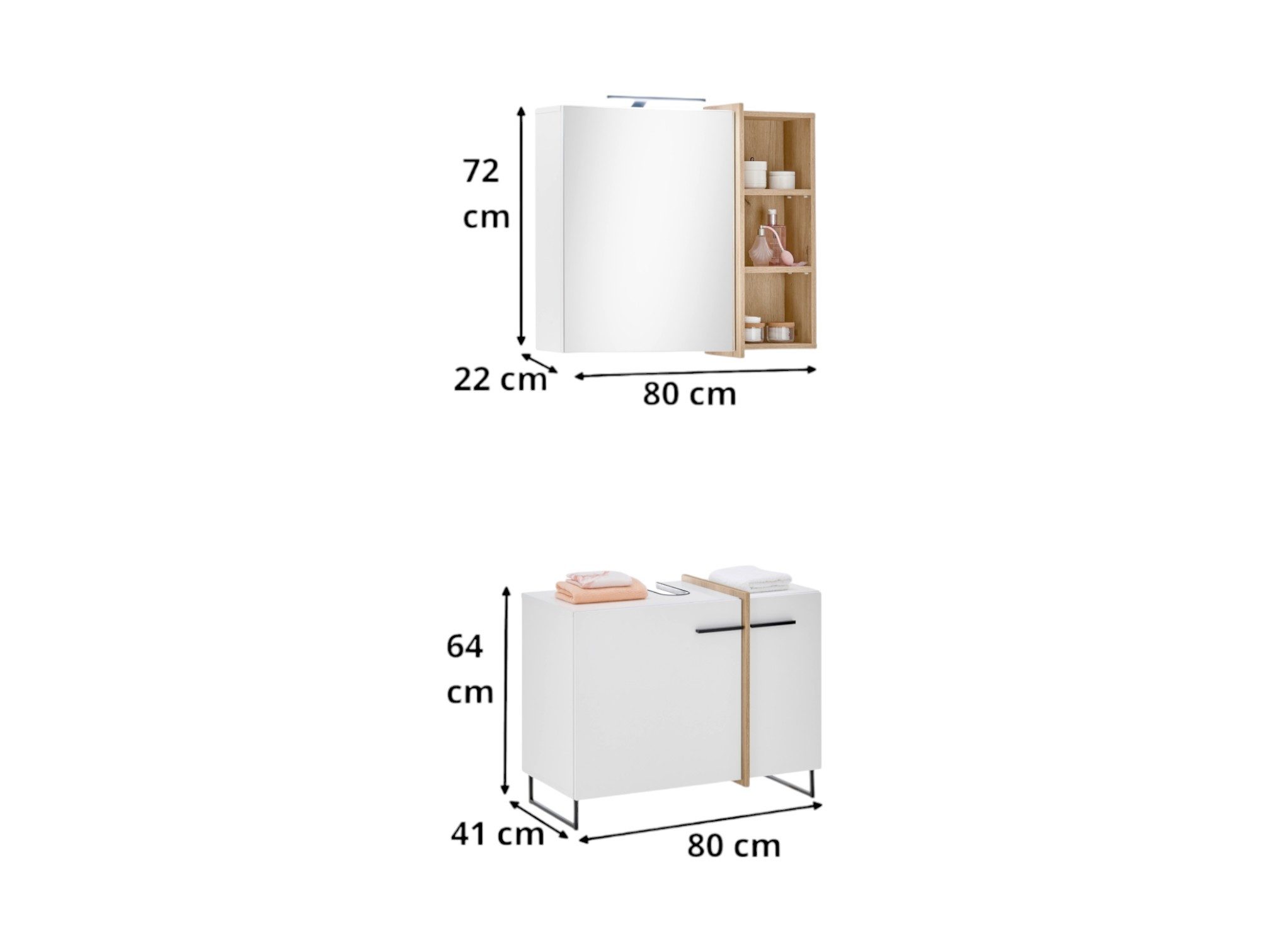 moebel-dich-auf Badmöbel-Set MESSINA, (Set 4, 2-St., Spiegelschrank, Wbu), Softclose-Funktion