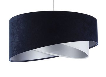 Licht-Erlebnisse Pendelleuchte MARLON, ohne Leuchtmittel, E27 D: 50 cm Stoff rund in Weiß Marineblau Silber