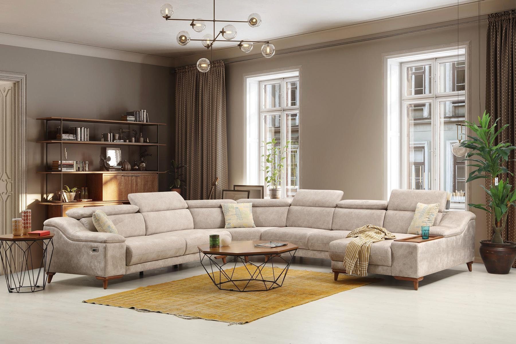 JVmoebel Ecksofa U-förmige Wohnlandschaft Sofa Polstermöbel Set 5-teilig, 5 Teile, Made in Europa