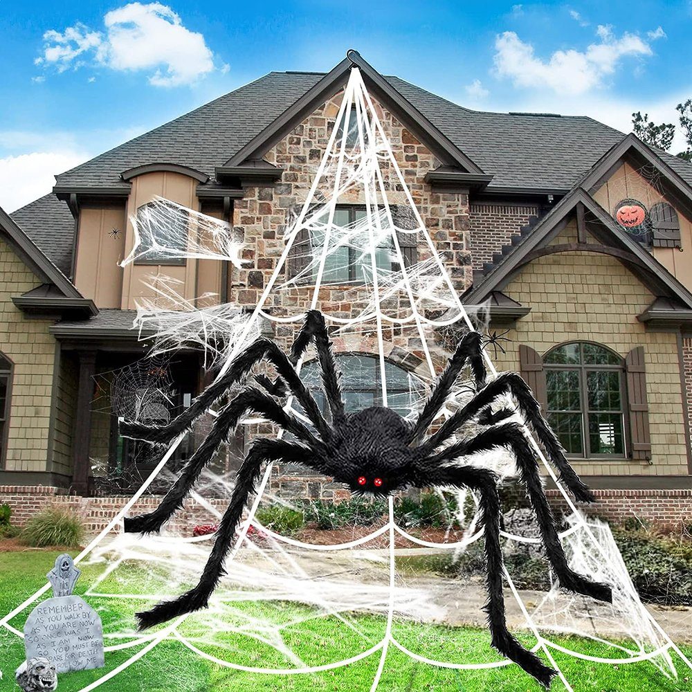 Spinnrute Gruselige Spinnennetz, Spinne, Halloween Deko, großer GelldG Halloween