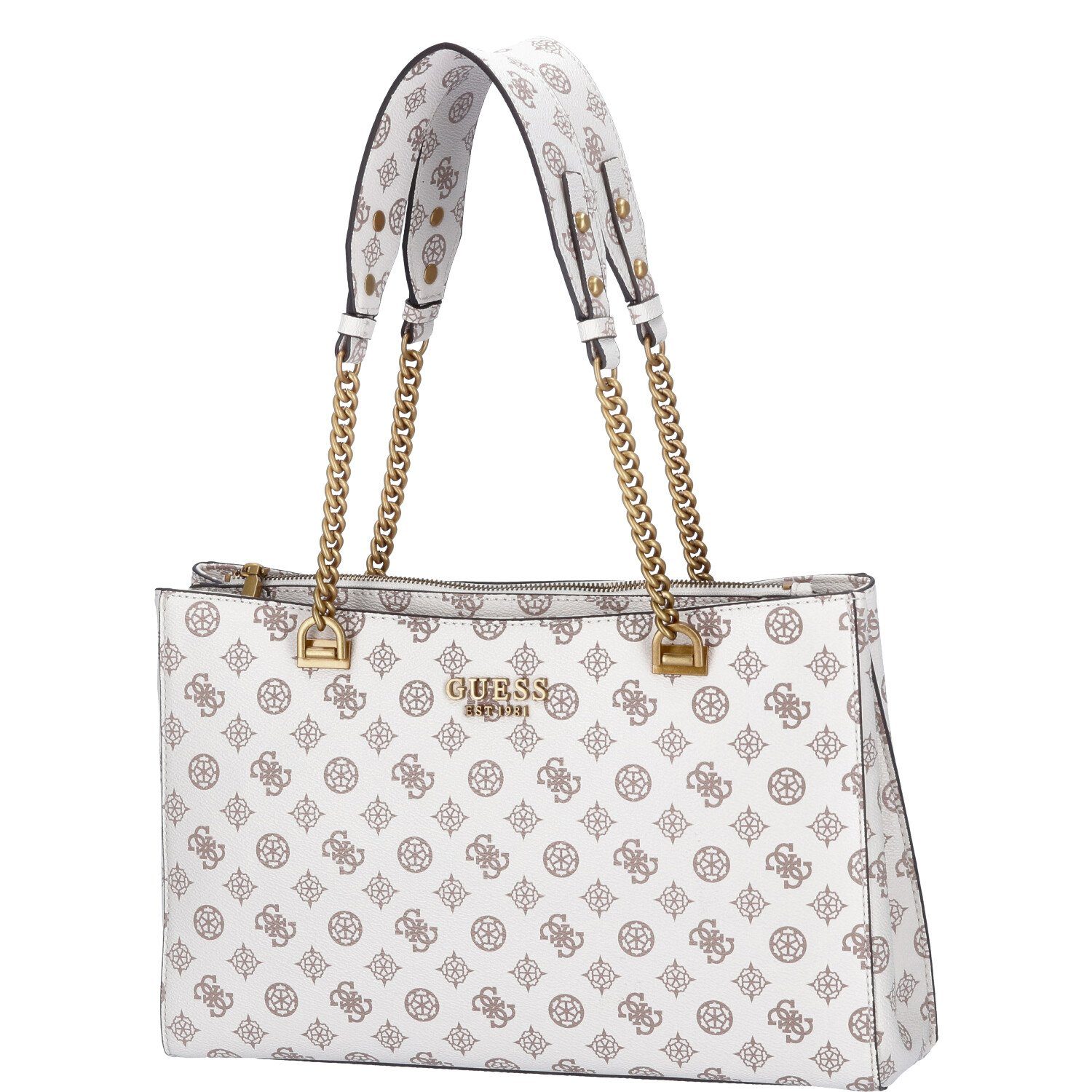 Umhängetasche GUESS Damen Handtasche Fynna Cream Logo