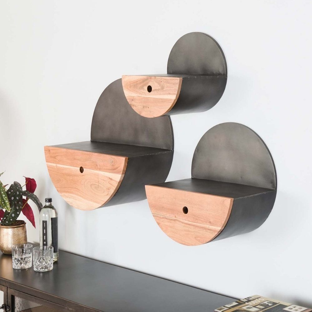 RINGO-Living Regal Möbel in Metall aus 250x300mm, Wandregal Keano Schwarz-matt