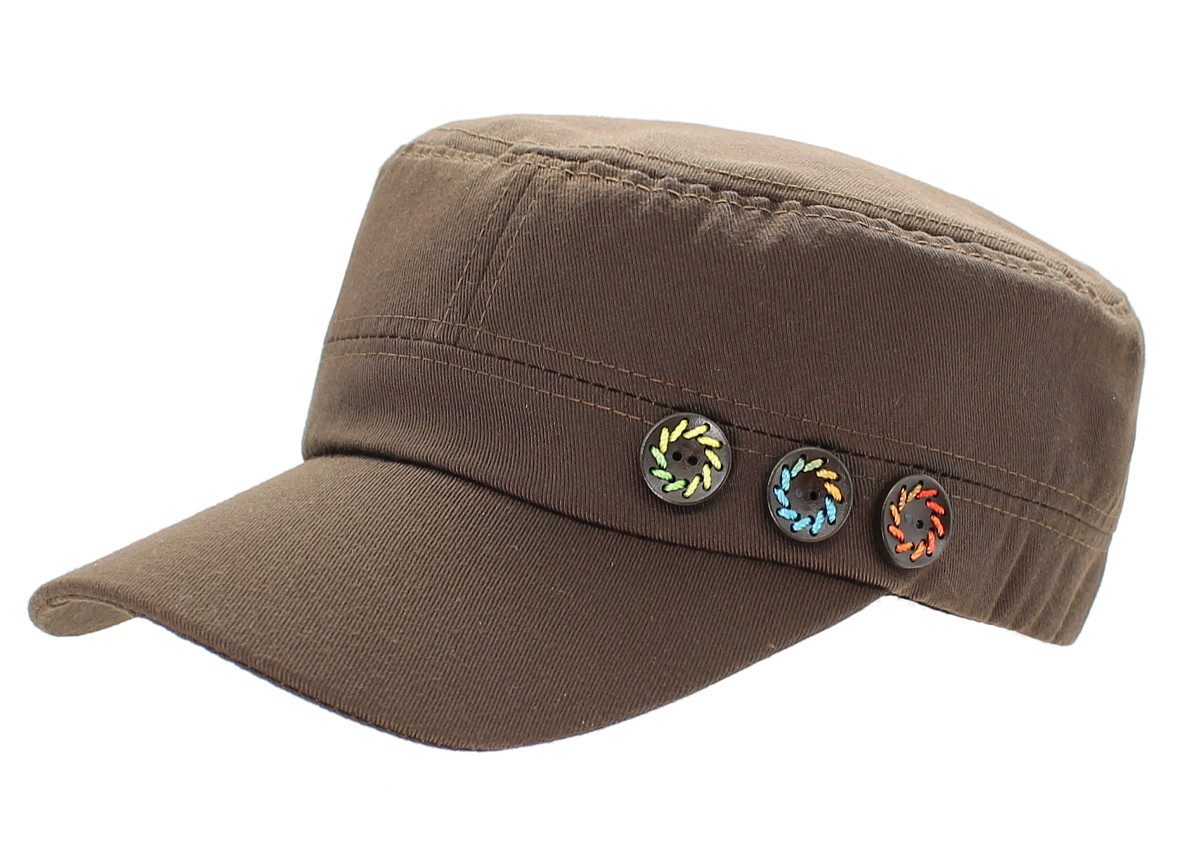 dy_mode Army Cap Army Cap Unifarbe Schirmmütze Herren Mütze Damen Kappe mit peppigen Holzknöpfen