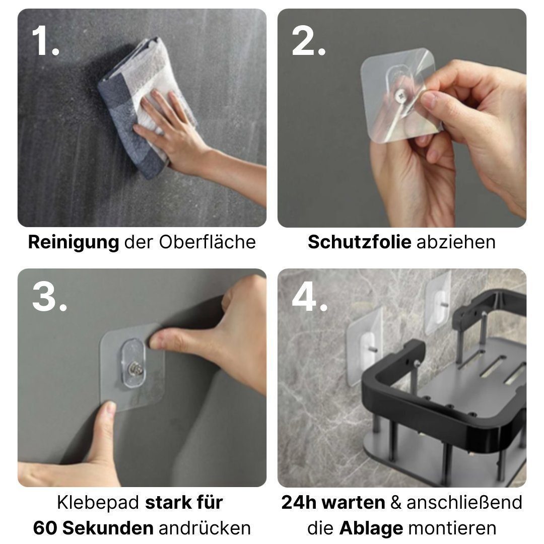LIVINA HOME Duschablage ohne Bohren, Duschablage zum hängen, Duschkorb in schwarz, 1-tlg., Badregal, Duschregal, Duschzubehör, Badezimmerorganizer, +4 Haken
