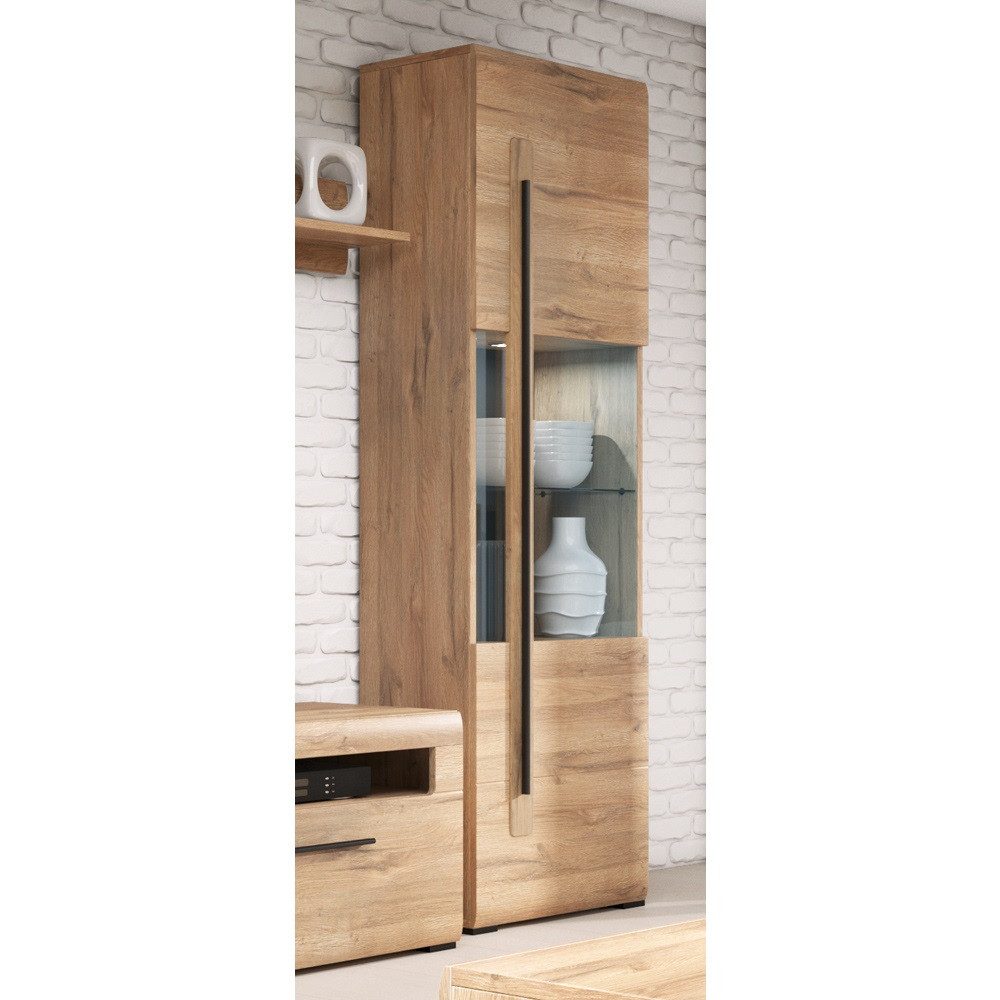 Lomadox Vitrine TURDA-83 nschrank Eiche Grandson Nb. mit LED Beleuchtung, B/H/T: 60/204/39 cm