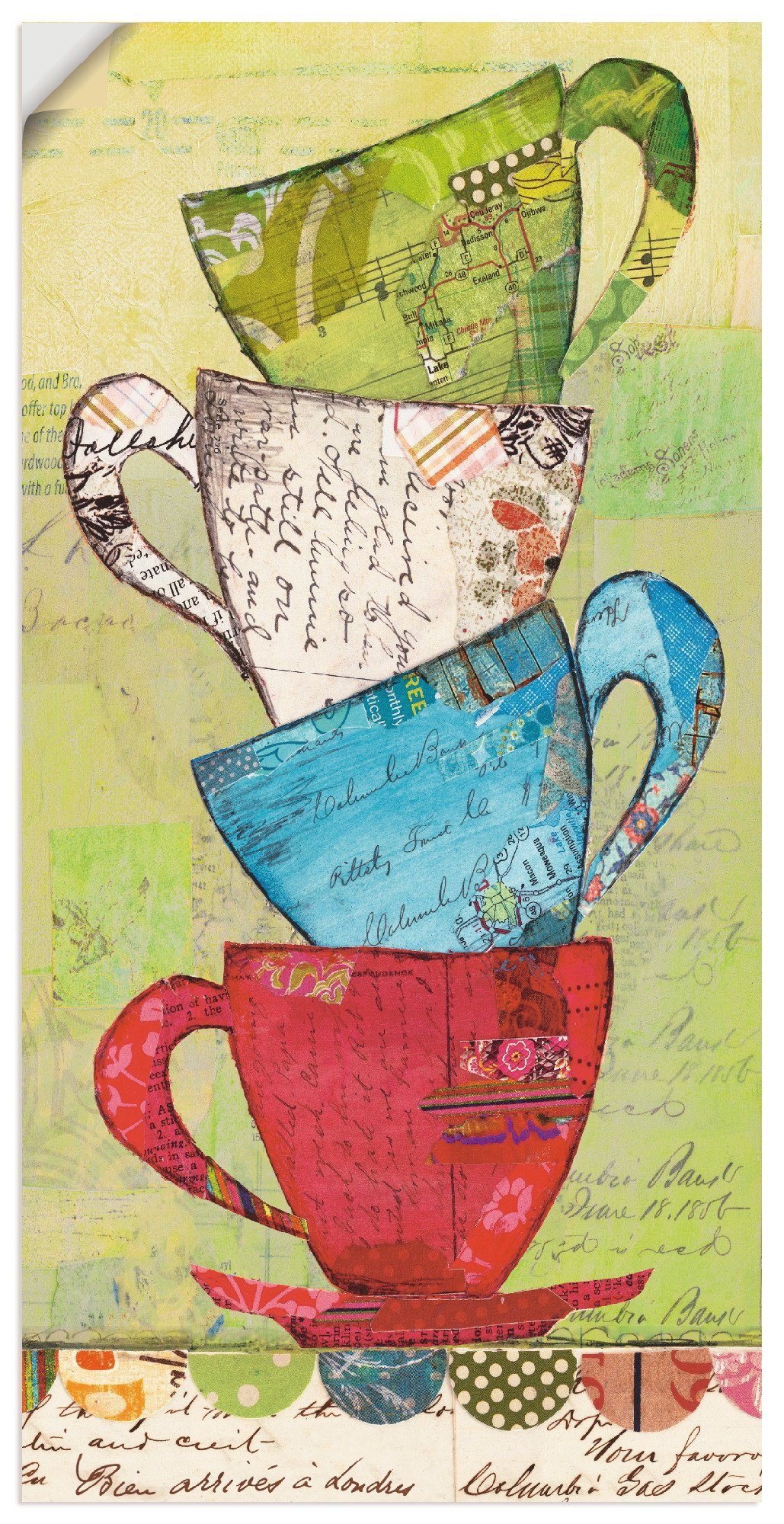 Artland Wandbild Komm zum Tee, Geschirr & Besteck (1 St), als Leinwandbild, Wandaufkleber oder Poster in versch. Größen