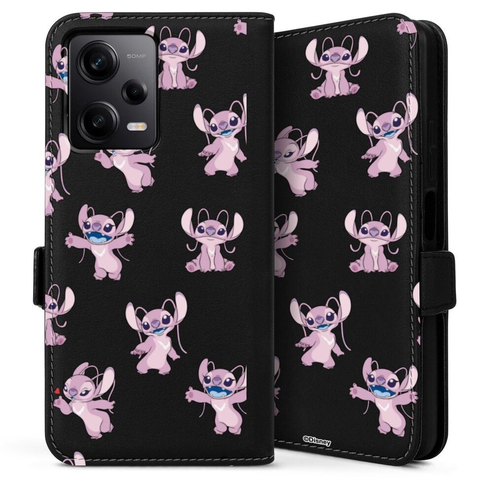 DeinDesign Handyhülle Lilo & Stitch Engel Disney Angel Faces Pattern Transparent, Xiaomi Redmi Note 12 4G Hülle Handy Flip Case Wallet Cover