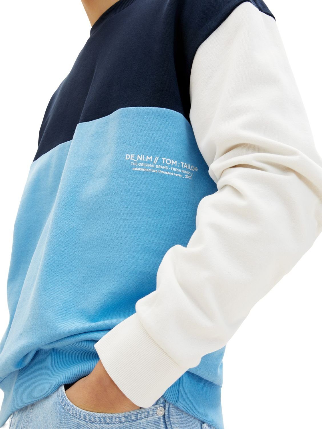 COLORBLOCK Denim Sky Sweatshirt aus Baumwolle TAILOR Blue TOM Rainy 18395