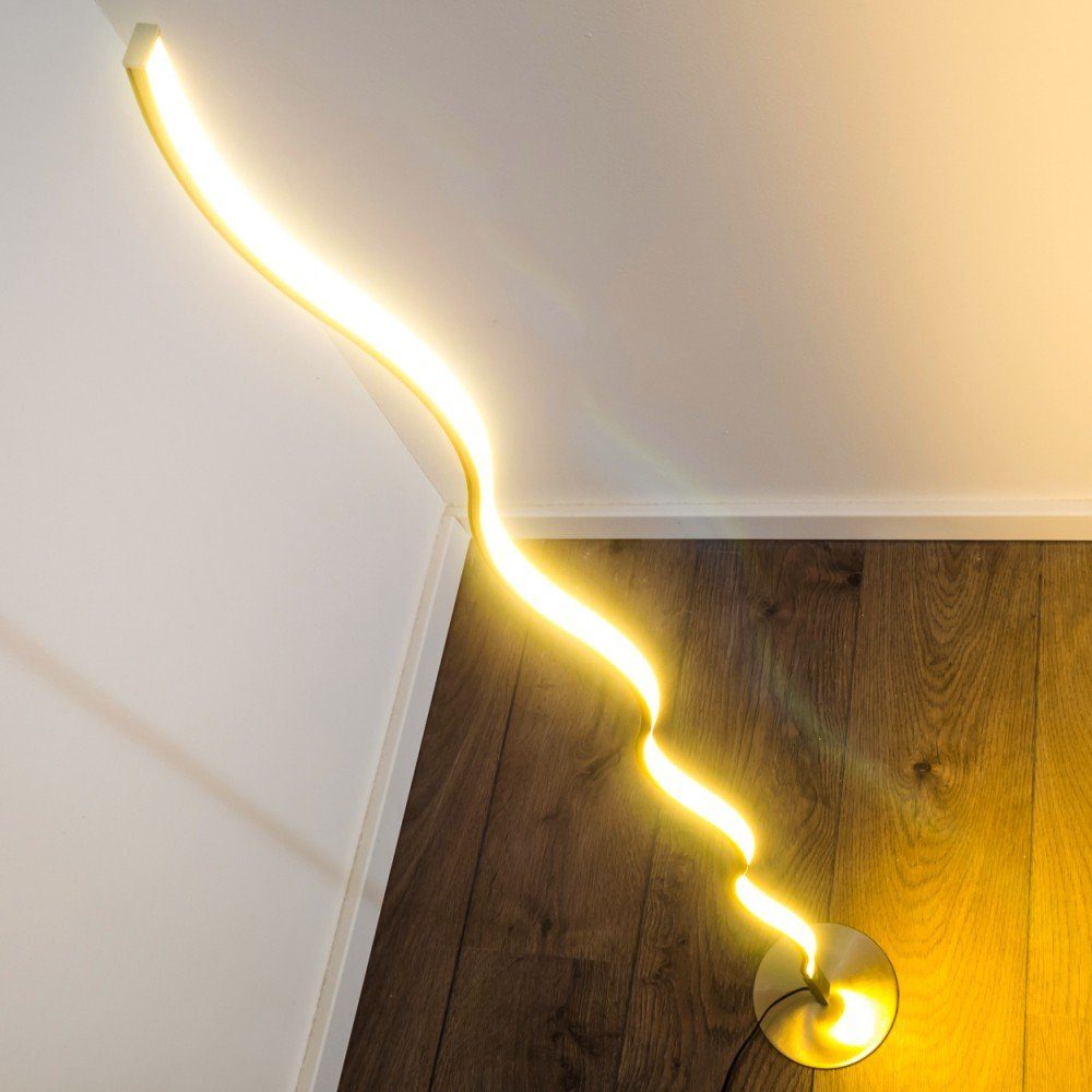hofstein Stehlampe »Glorie« LED Stehleuchte 3000 Schlafzimmer, Kelvin, aus Metall, Wohnzimmer, geschwungene Esszimmer, Retro Bodenleuchte