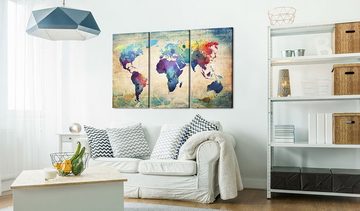 Artgeist Wandbild Bunte Weltkarte - Triptychon