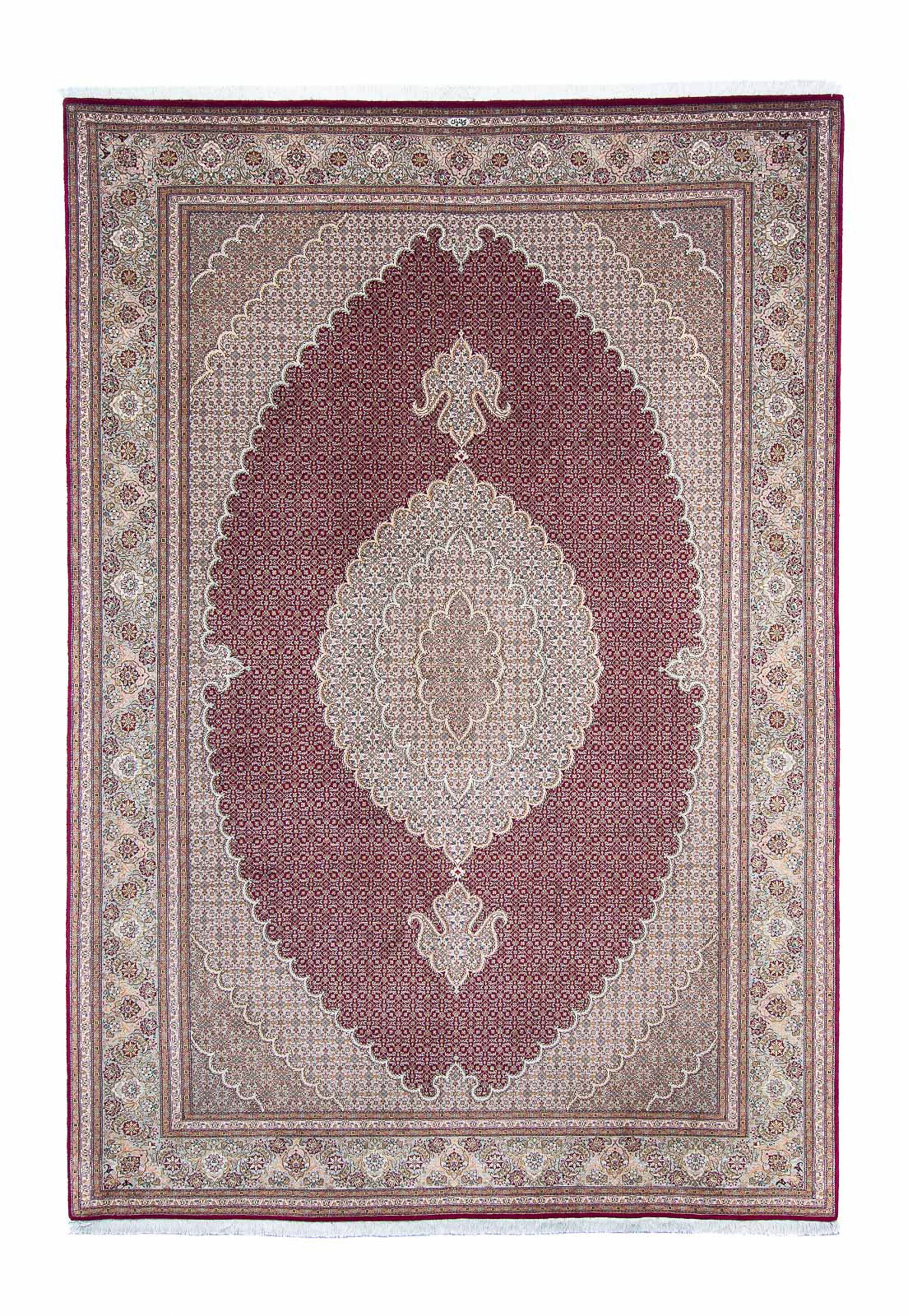 Orientteppich Perser - Täbriz - mit dunkelrot, cm Handgeknüpft, Höhe: - Zertifikat morgenland, 10 rechteckig, 204 Einzelstück 303 mm, x Wohnzimmer