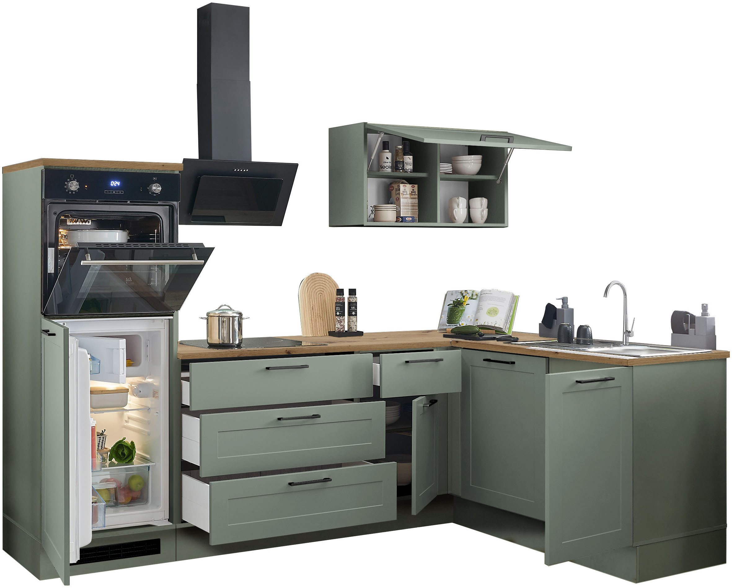 BASIC by Balculina Winkelküche Marsi, Stellmaße 260x175 cm, wahlweise E-Geräten, mit Soft-Close-Funktion