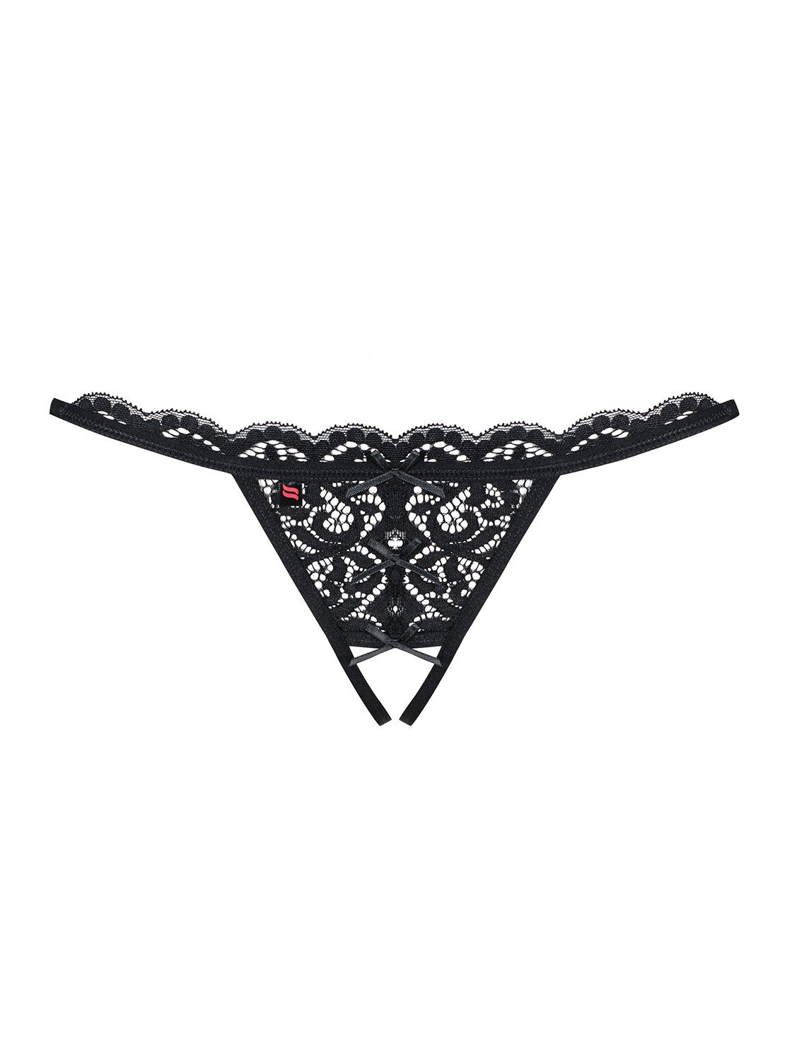 Panty-Ouvert Offener String schwarz Open Dessous Thong vorne