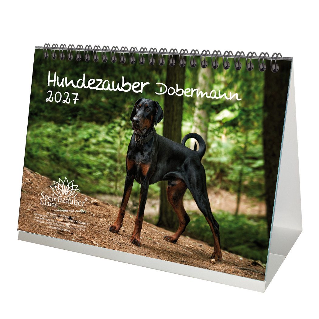 Seelenzauber Tischkalender Hundezauber Dobermann DIN A5 Tischkalender 2027 - Seelenzauber
