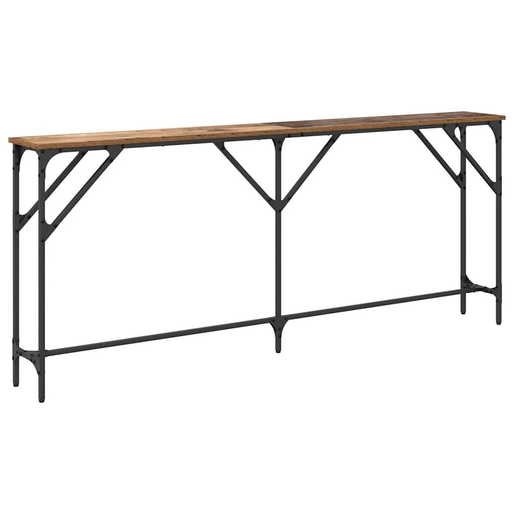 vidaXL Beistelltisch Konsolentisch Altholz 180 x 23 x 75 cm Schichtholz und Metall (1-St)