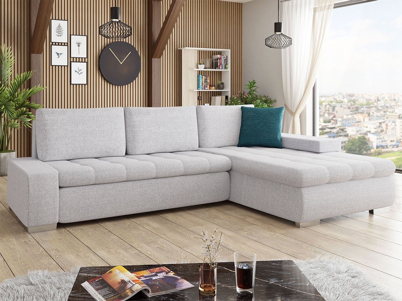 Ecksofa L-Sofa, mit Premium, Schlaffunktion MIRJAN24 Universal Bettkasten, mane Elegante Orkan und