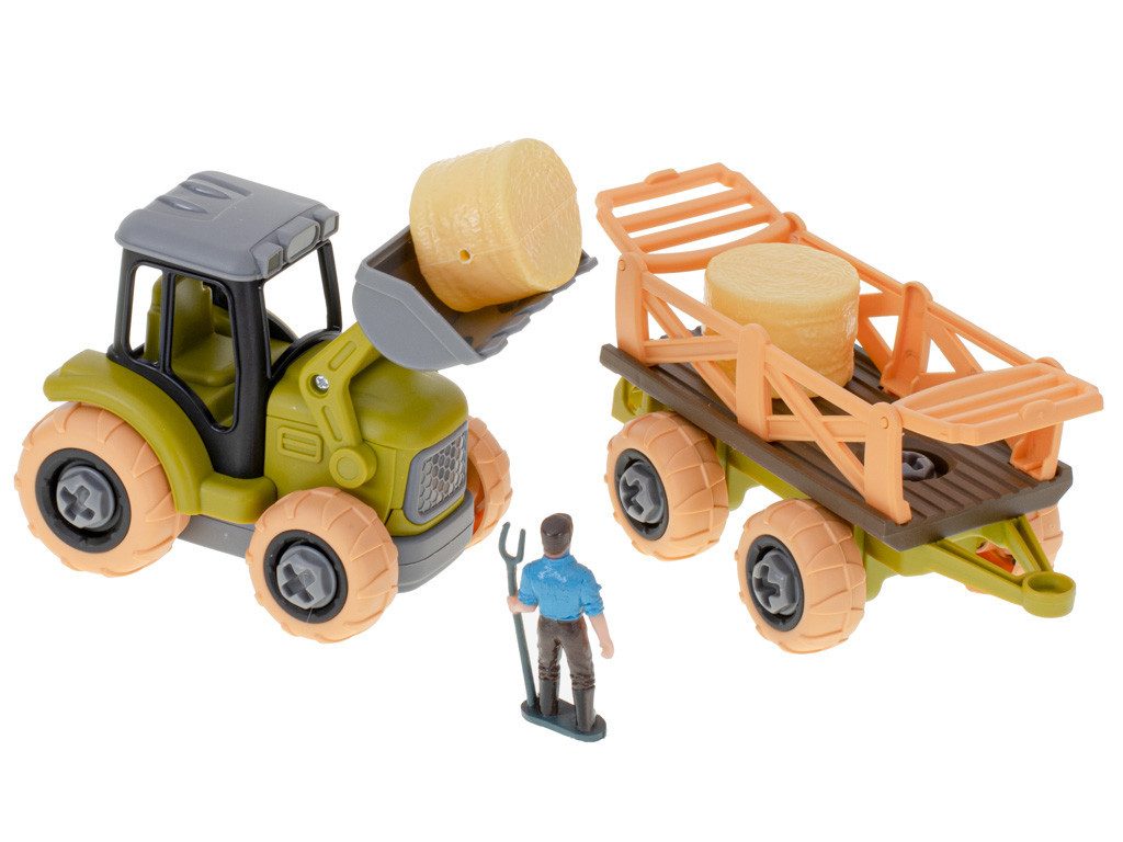 Ikonka Spielzeug-Traktor Bauernhof Traktor Abenteuer Spielset für Kleinkinder: Landleben Spaß, (Bauernhof mit Traktor und Lämmer Set, Bauernhof-Spielset für fantasievolle Landabenteuer), Vielseitiges Spielzeug, Werkzeug. Förderung der Motorik. Kreativ