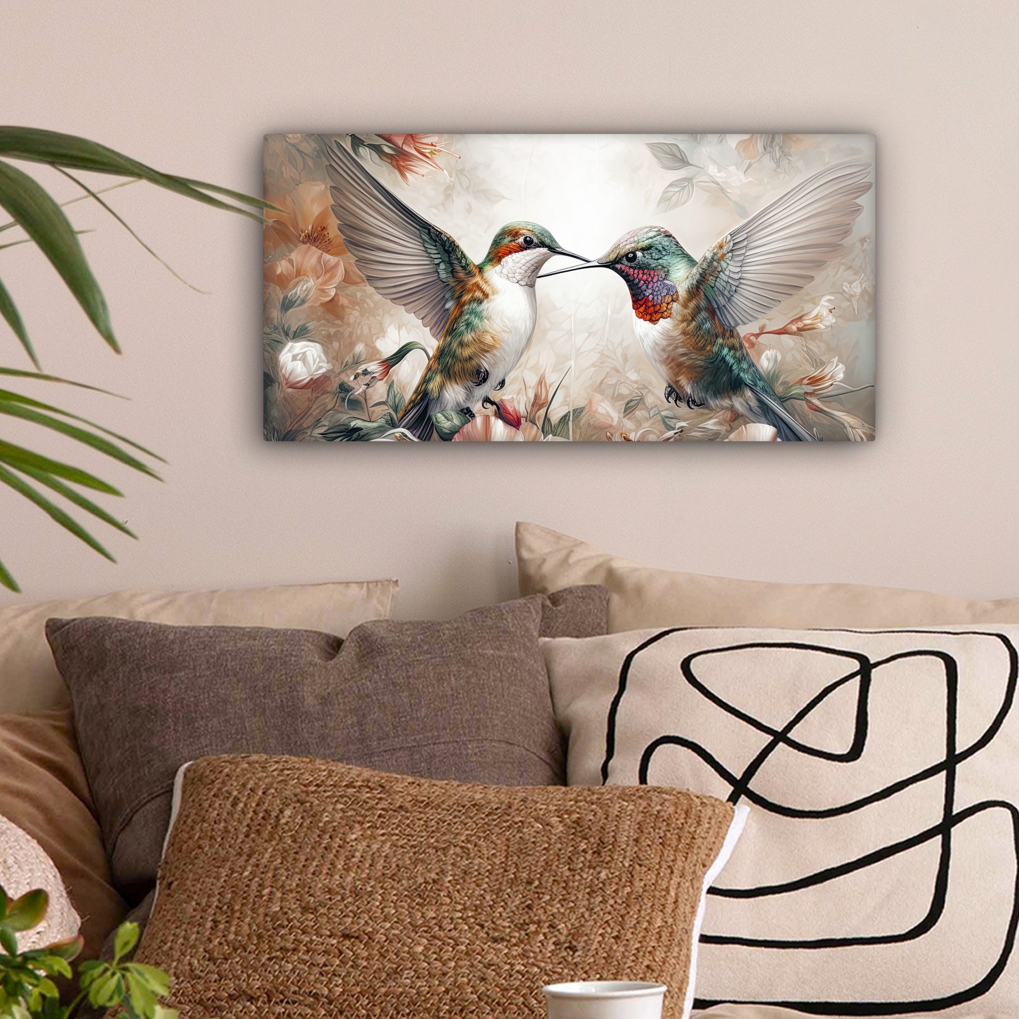 OneMillionCanvasses® Leinwandbild Panorama Kolibri - Vögel - Blumen - Natur günstig online kaufen