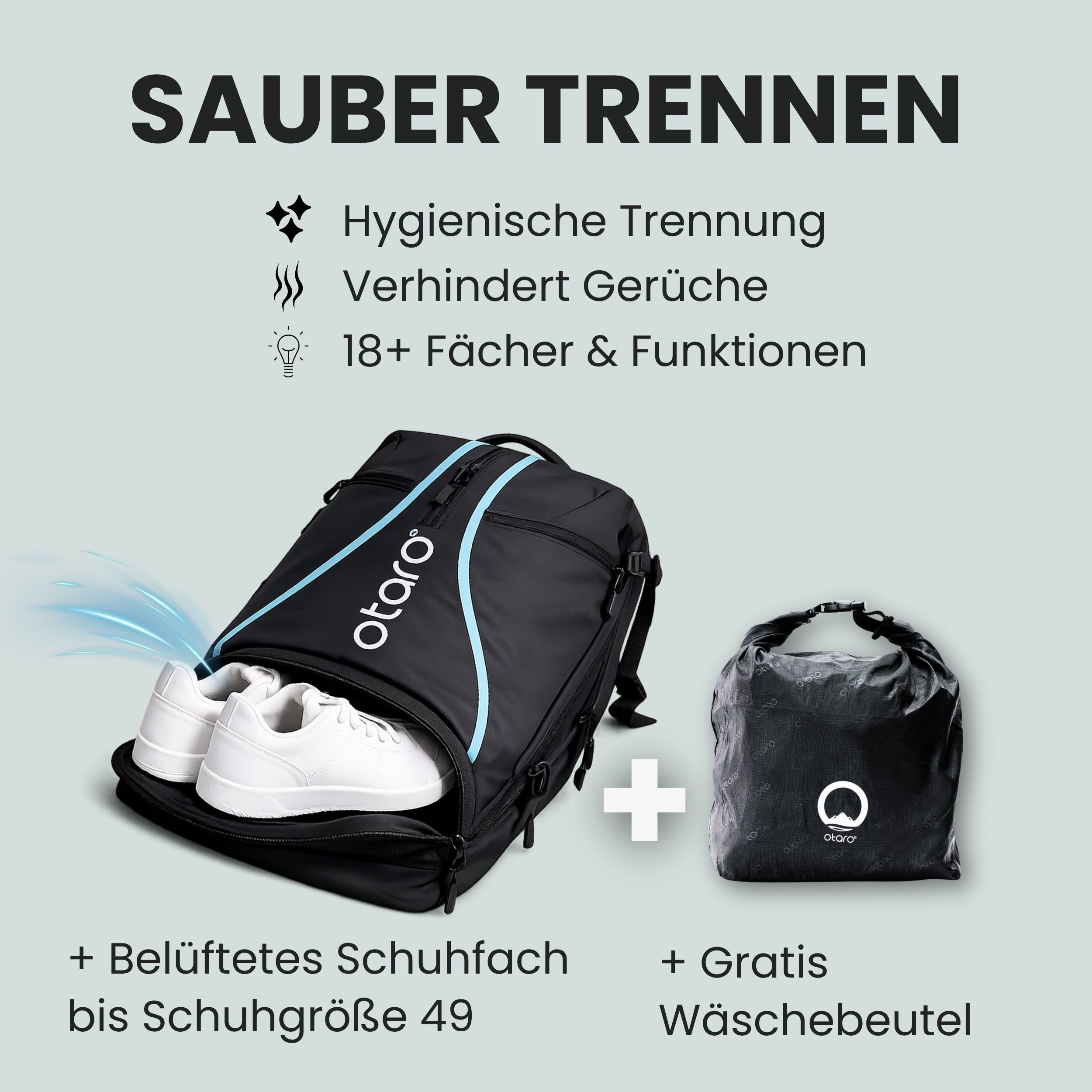 Otaro Tennisrucksack mit Schuhfach, Tennistasche für 2 Schläger, Schlägertasche, 42L (Perfekt durchdacht für die gesamte Ausrüstung, mit Thermo-Schlägerfach, Laptopfach & isoliertem Getränkefach), wasserabweisende Tennis Tasche für Herren & Damen
