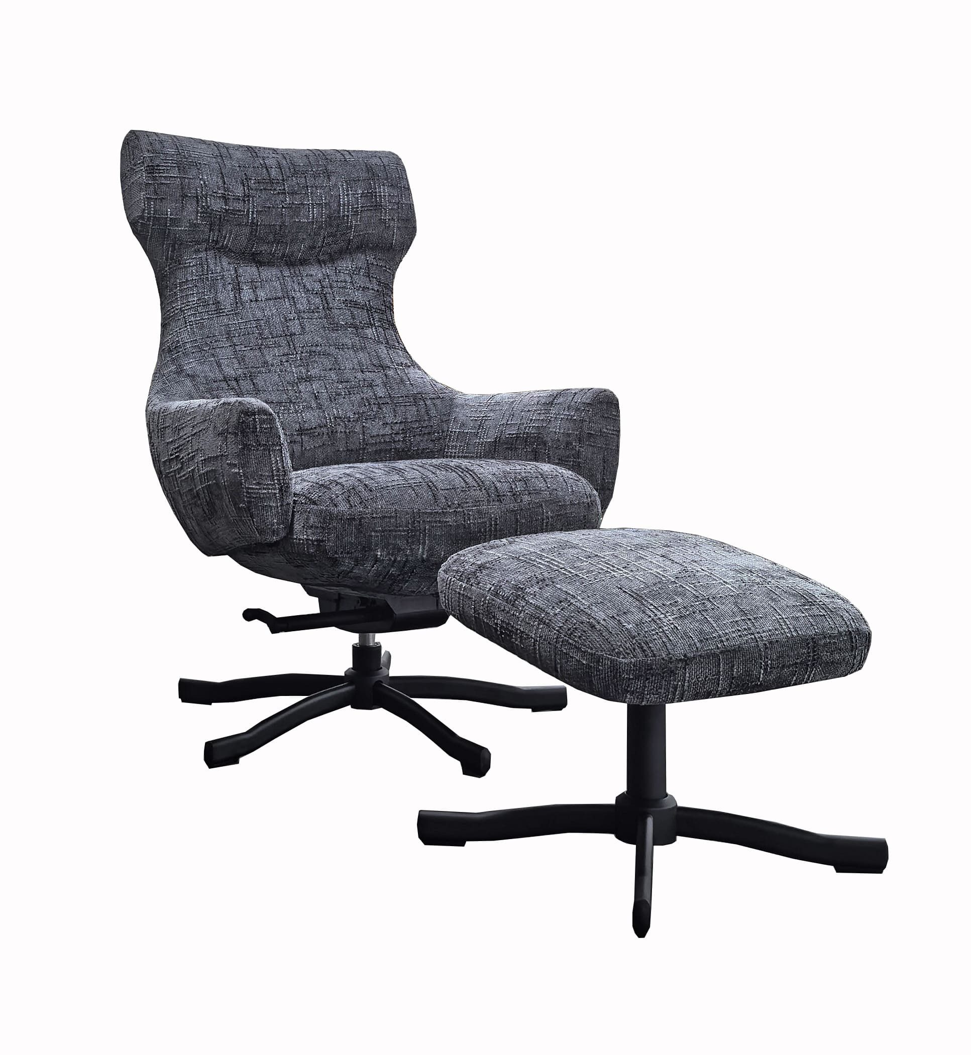 LC Home Relaxsessel LC Home Monroe Drehsessel Webstoff grau mit Hocker