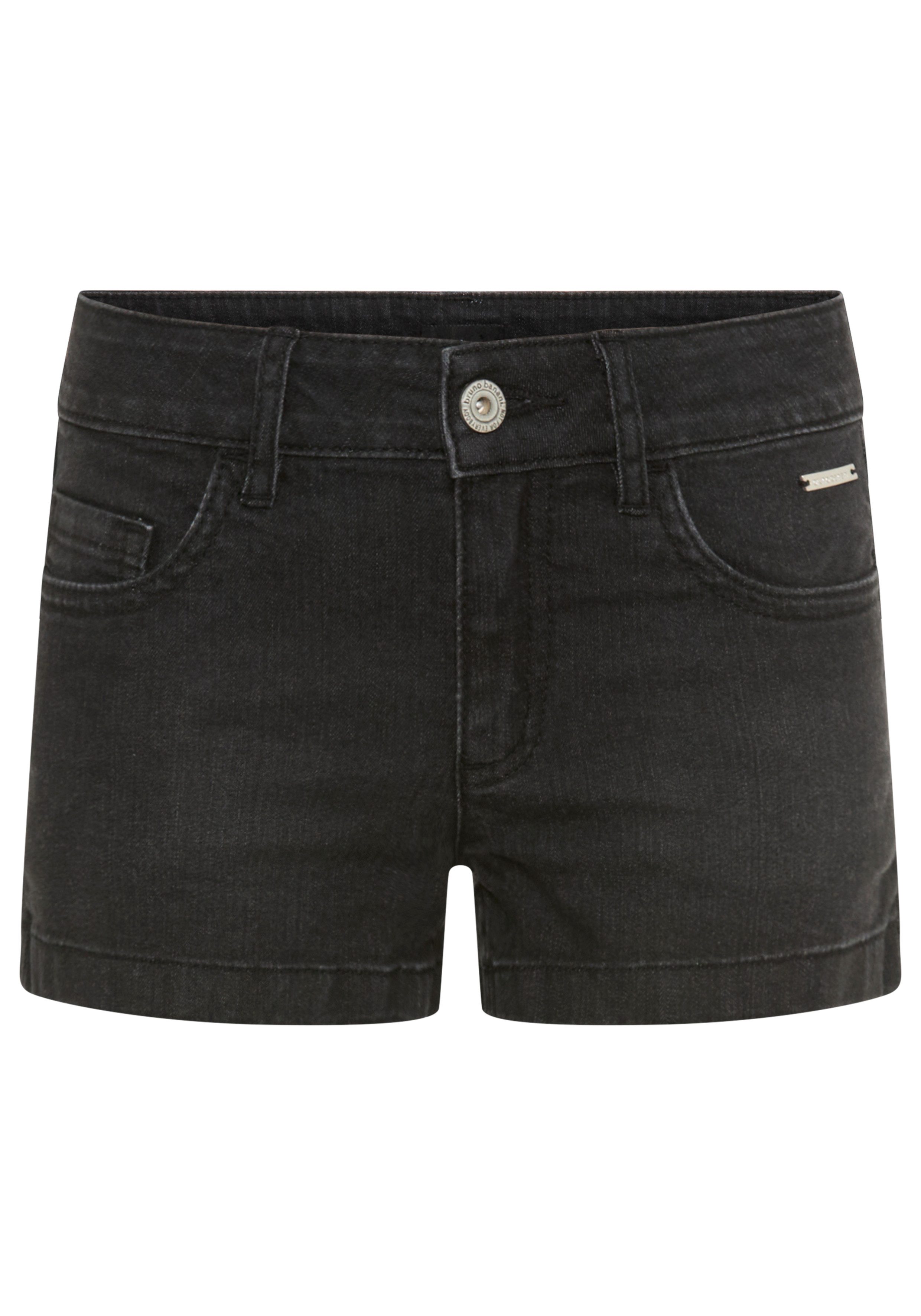 Shorts Stretch-Jeans Shorts mit Strass-Steinen, Glitzersterne auf Po-Tasche