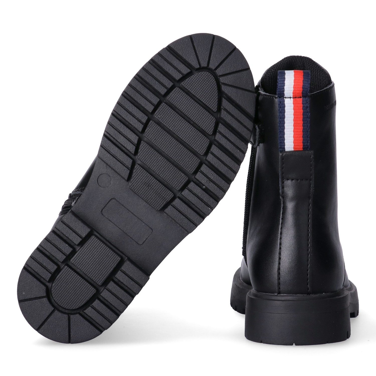 Tommy Hilfiger Schnürboots Herbstboots, Schnürstiefelette mit farbigem Textilband an der Ferse