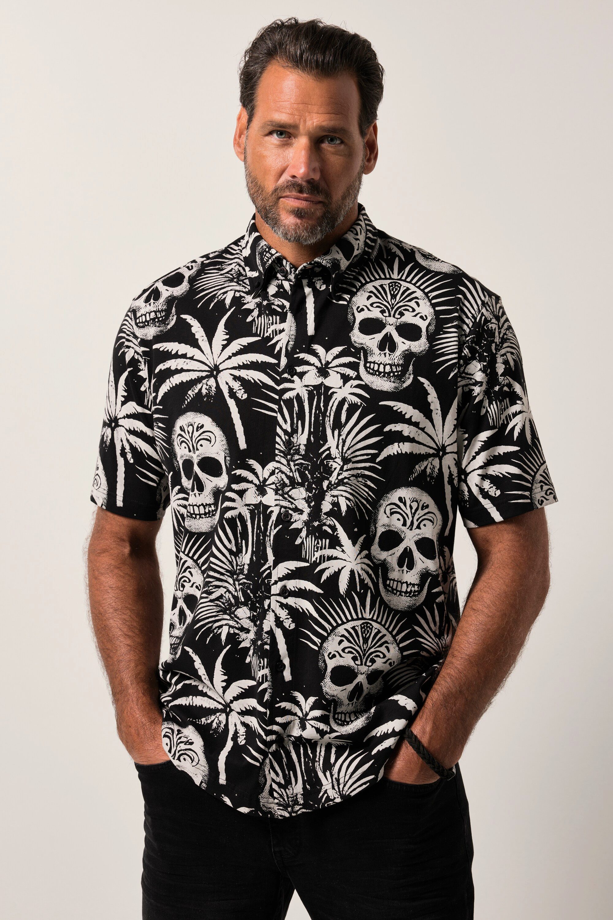 JP1880 Kurzarmhemd JP1880 Jersey-Hemd Halbarm Buttondown-Kragen günstig online kaufen