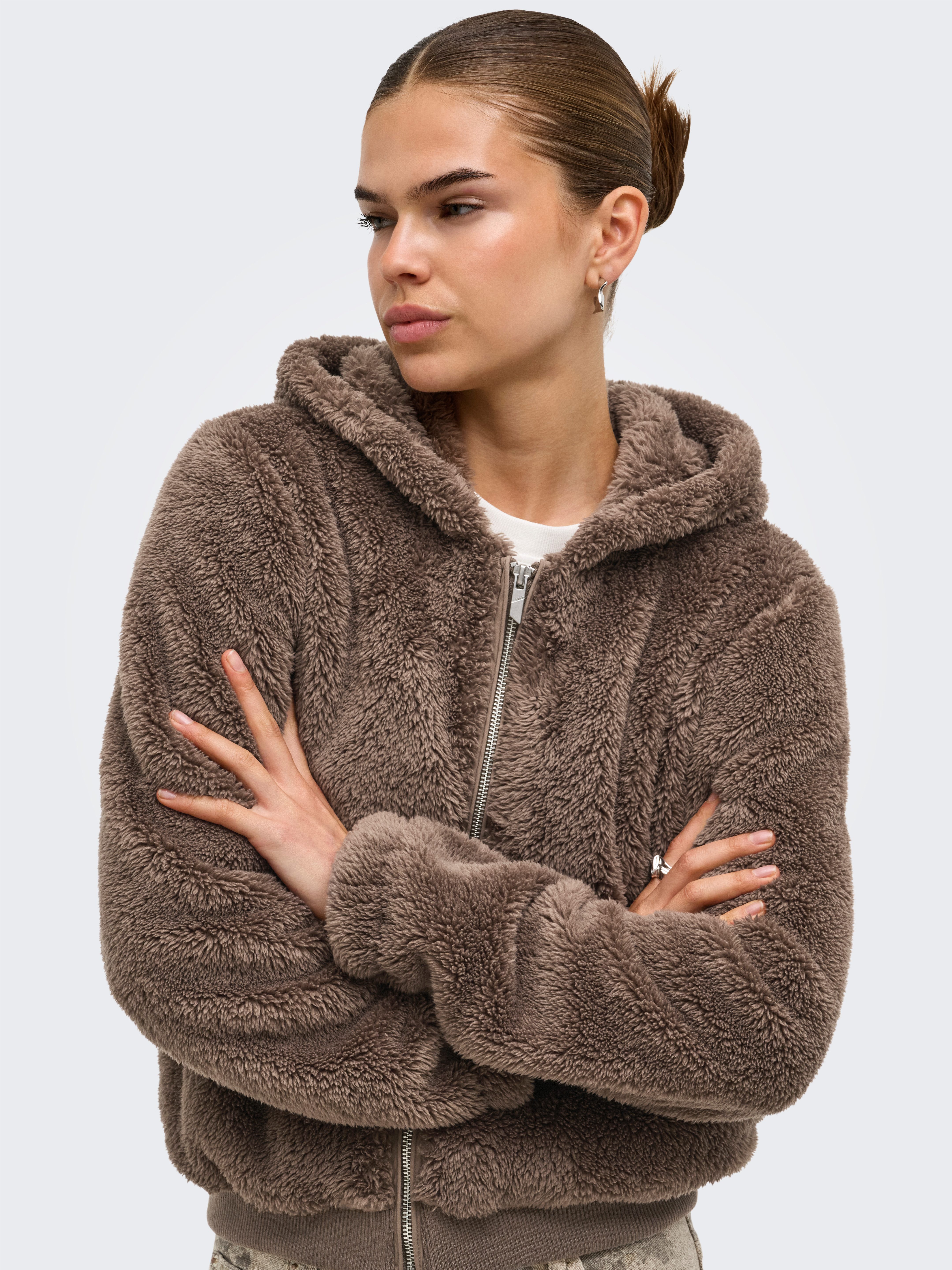ONLY Kapuzenplüschjacke ONLNEWANNA CONTACT SHERPA JKT OTW NOOS Kunstfaser