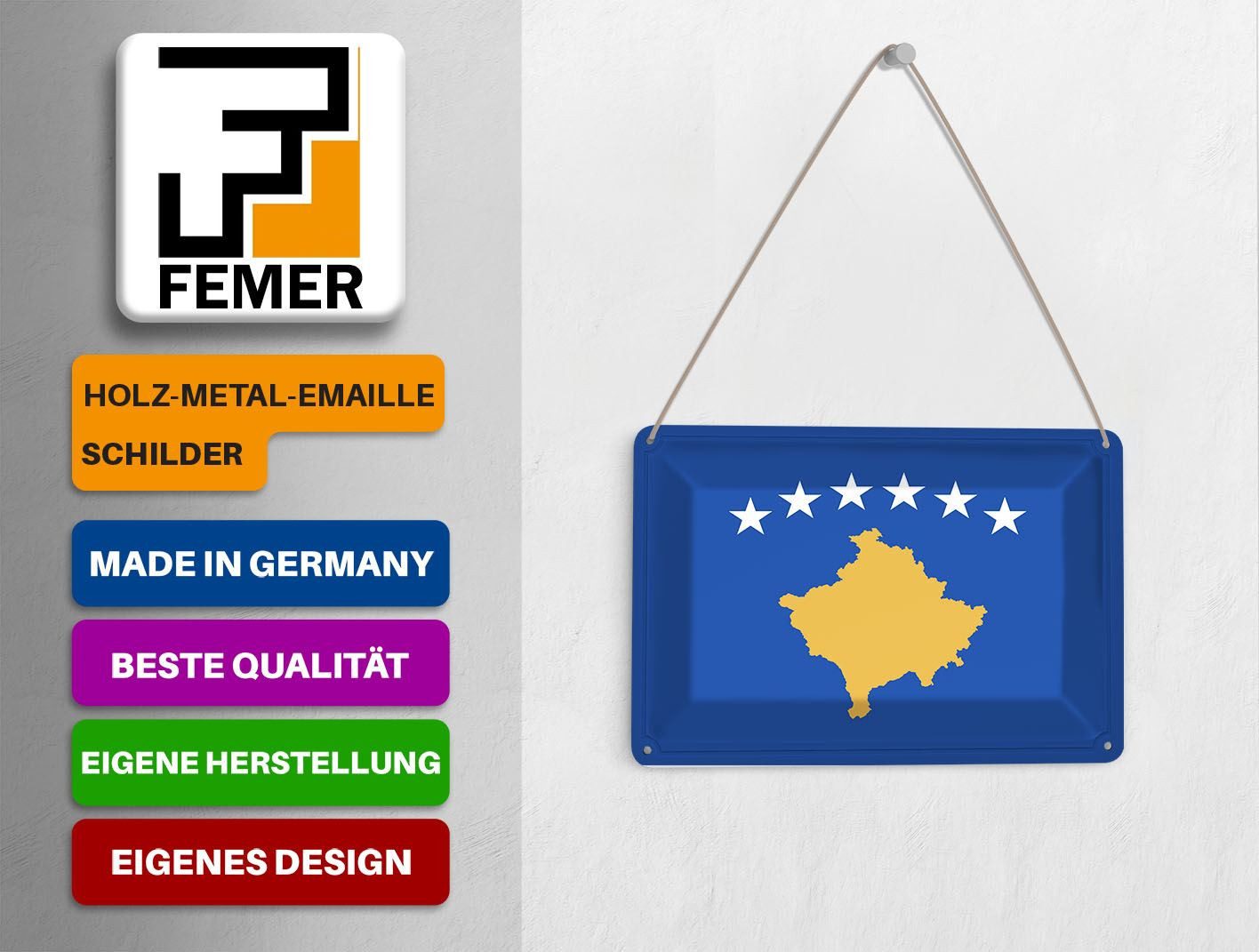 Femer GmbH Postkarte Flagge Kosovo 14x10 cm Flag of Kosovo, unfrankiert