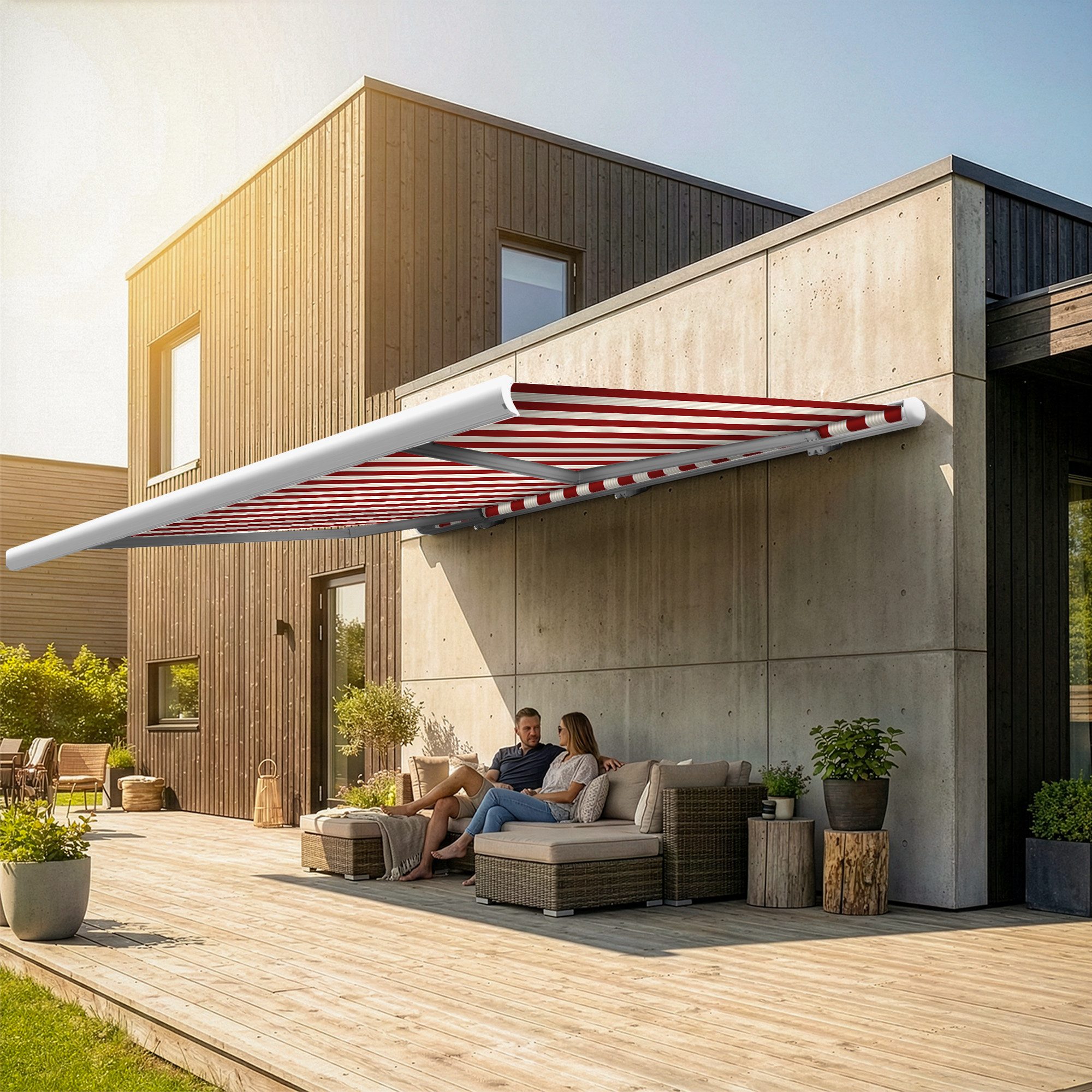 Eclipse Kassettenmarkise elektrische Vollkassettenmarkise 2x1,5m Weiß, freie Tuchwahl