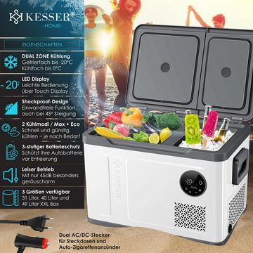 KESSER Kühlbox, Kompressor Kühlbox 2in1 Doppelzone Kühl- Gefrierfach