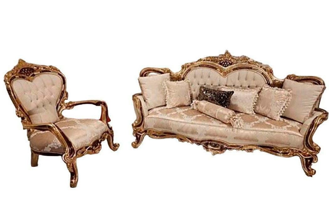 Xlmoebel Polstergarnitur Chesterfield Couch im Barock Stil, 2-teilige Sofagarnitur, (2tlg.Sofagarnitur 3 + 1 Sitzer), Hergestellt in Europa